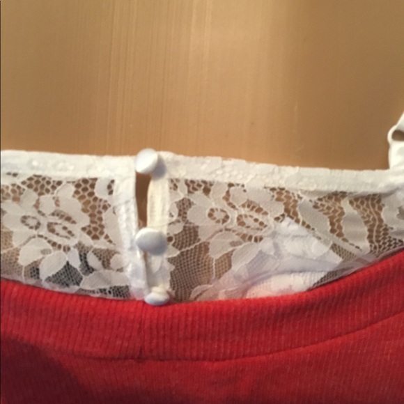 Sweatshirt in red-orange, with delicate lace tank - Picture 6 of 8